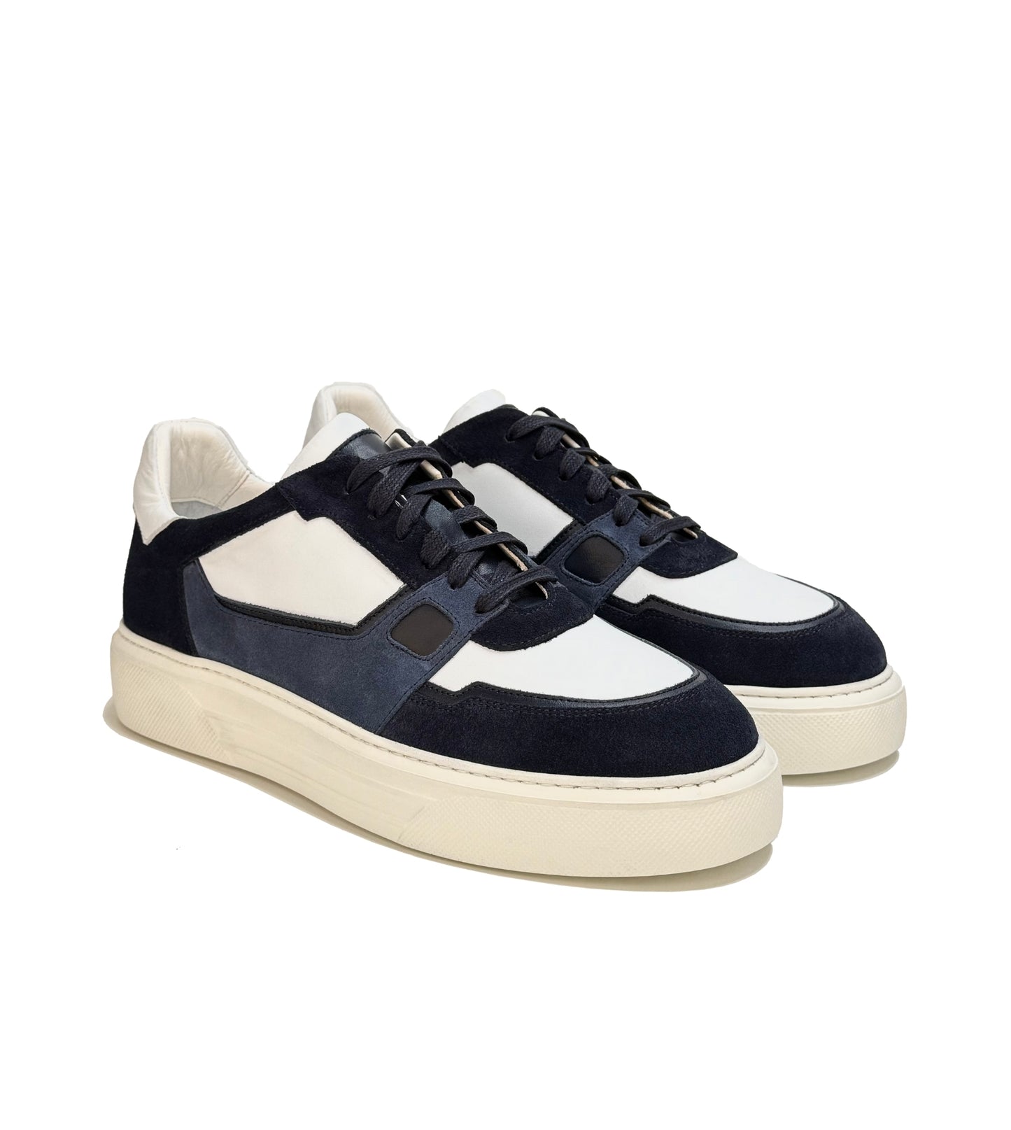 Lace-Up Navy Blue Suede Sneakers