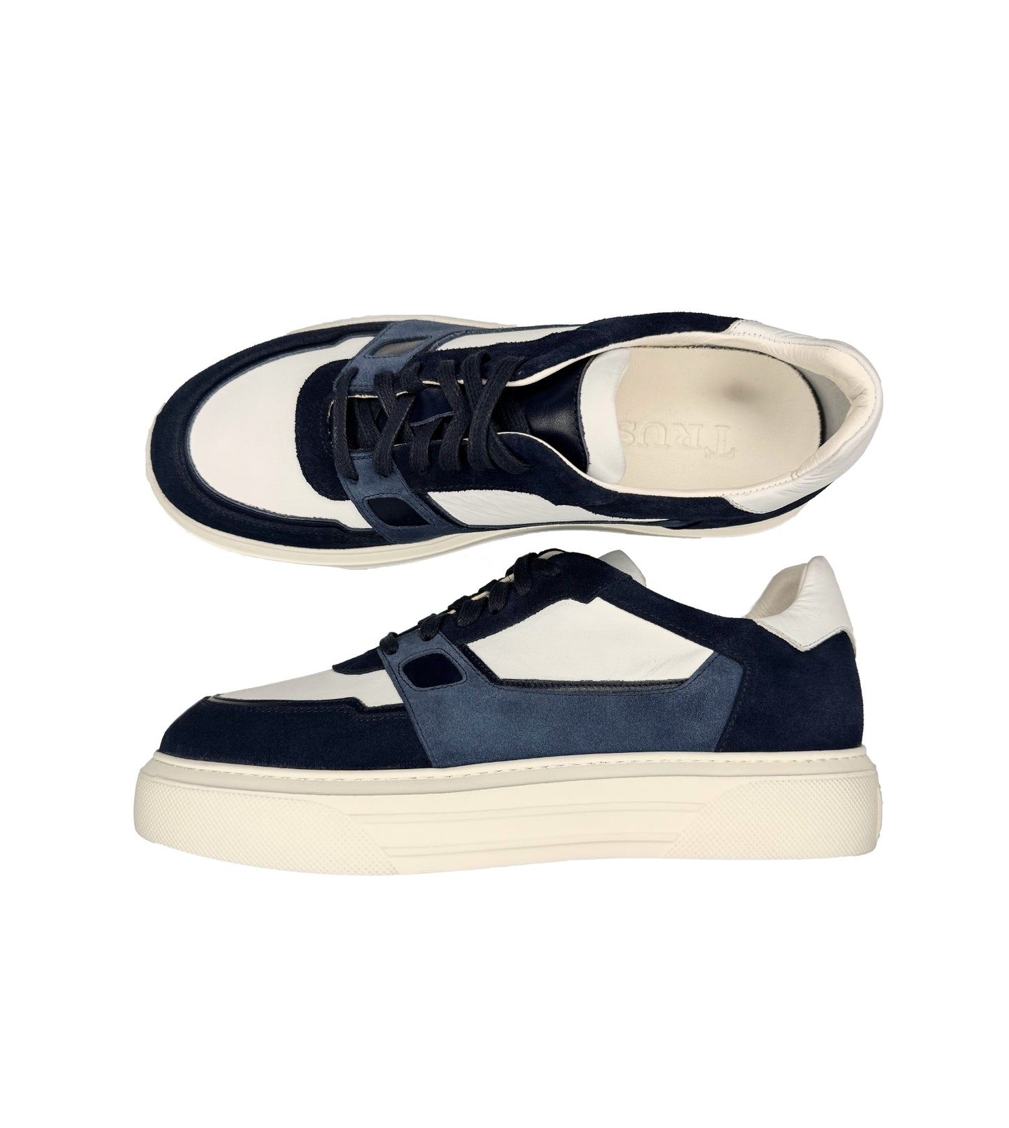 Lace-Up Navy Blue Suede Sneakers