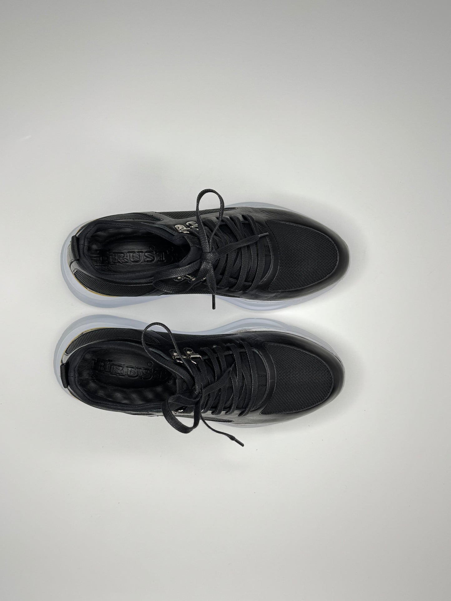 Women's Lace-Up Black Leather Sneakers