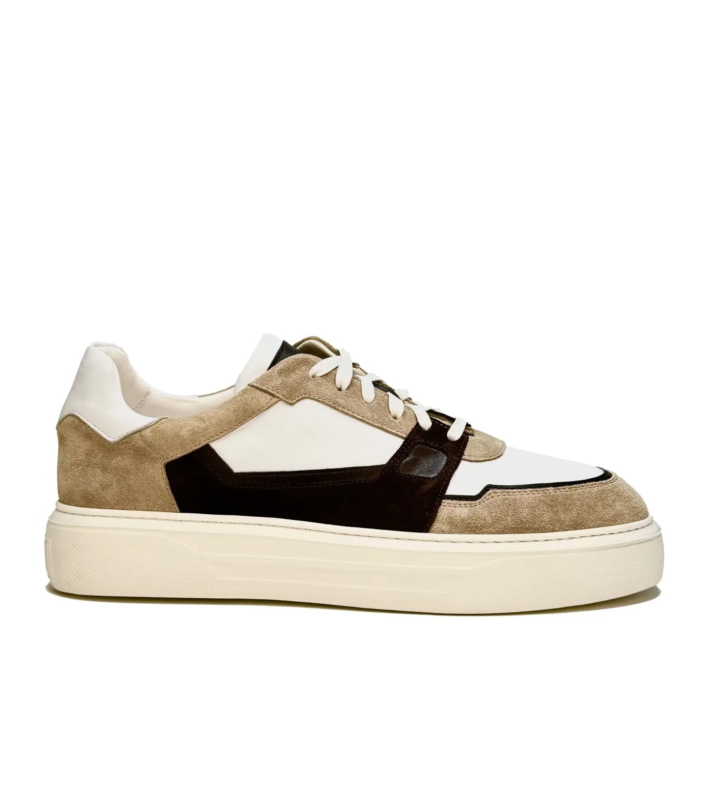 Lace-Up Beige Suede Sneakers