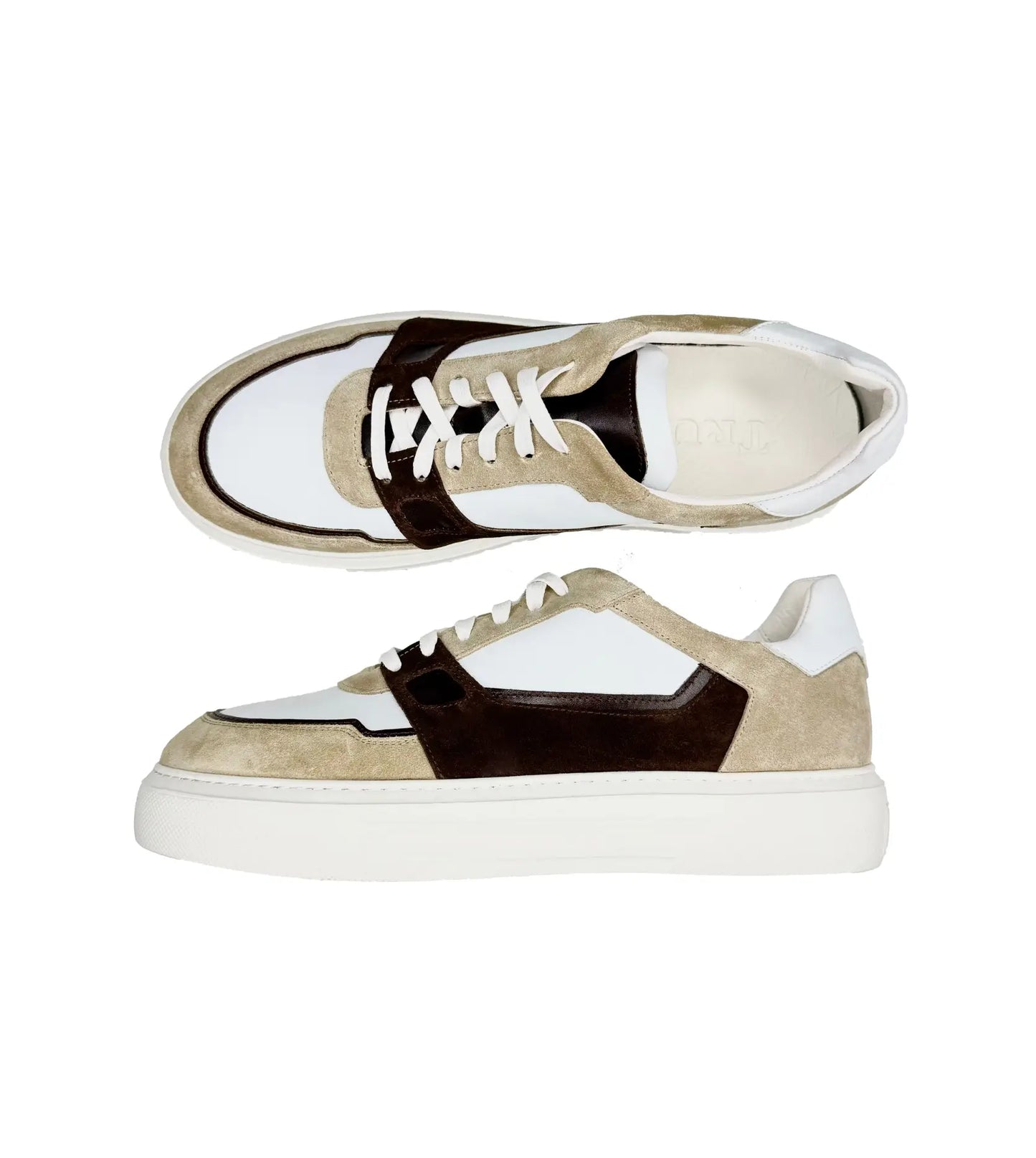 Lace-Up Beige Suede Sneakers