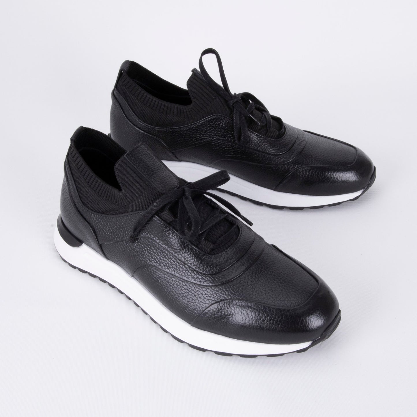 D546T Siyah Erkek Deri Sneaker Spor Ayakkabı