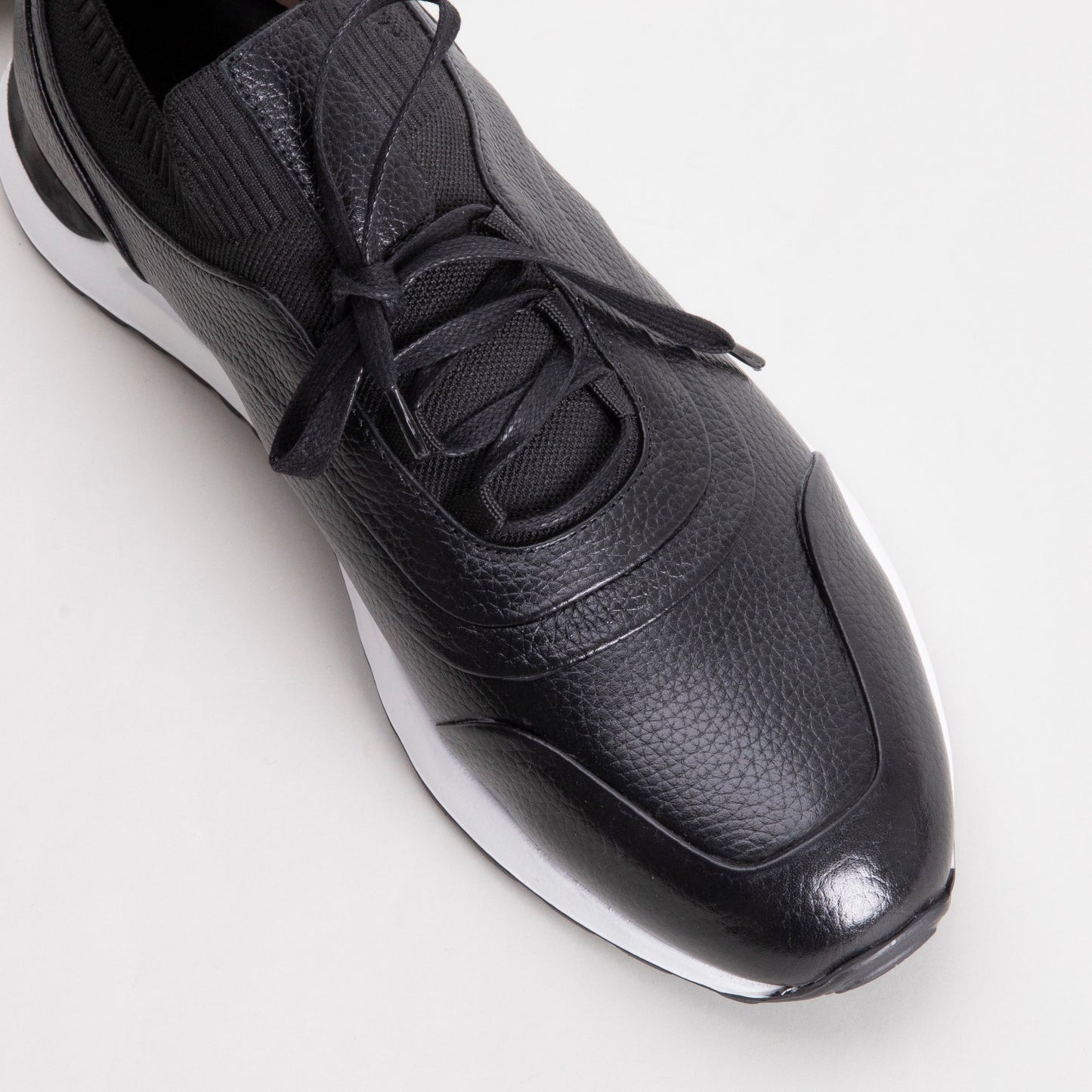 D546T Siyah Erkek Deri Sneaker Spor Ayakkabı